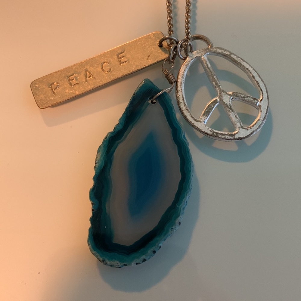 Blue Agate Peace Necklace